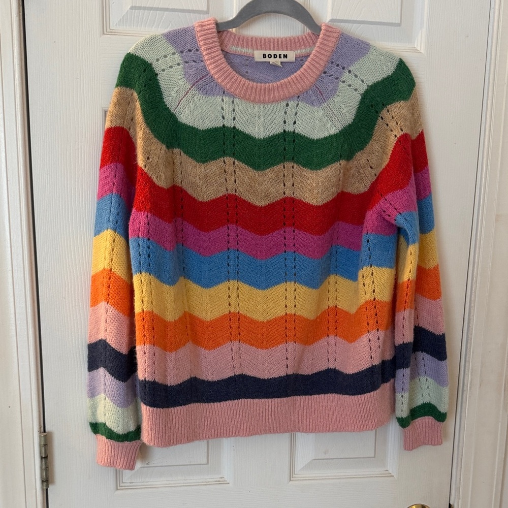 Boden Women's Multicolor Stripe Wave Knit Sweater